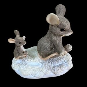 Silvestri Charming Tails Fitz and Floyd Christmas Mice Follow in My Footsteps 3"